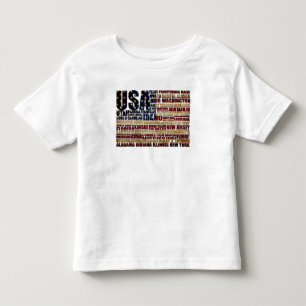 Camiseta EUA e seus estados em Estrelas e Stripes