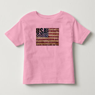 Camiseta EUA e seus estados em Estrelas e Stripes