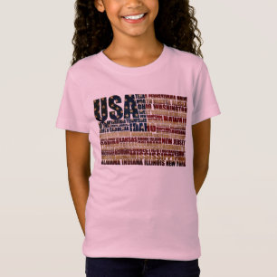 Camiseta EUA e seus estados federais em estrelas e listras