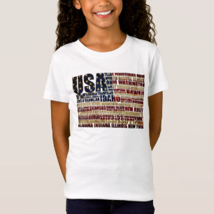 Camiseta EUA e seus estados federais em estrelas e listras