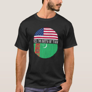 Camiseta EUA e Turcomenistão sinalizam Sim Eu sou Ambos