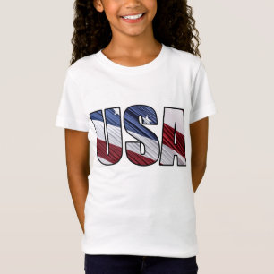Camiseta EUA em Red White e Blue American Patriotic Flag