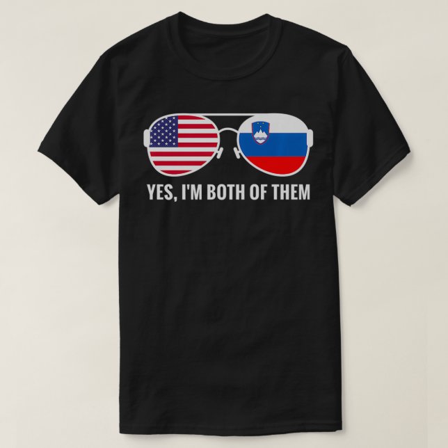 Camiseta EUA Eslovênia Bandeira Óculos de sol eslovenos c (Frente do Design)