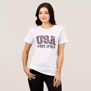 Camiseta EUA Est 1776 Bordado Falso    América 1776–2026