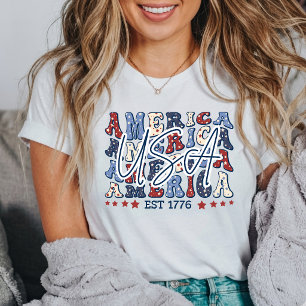 Camiseta EUA Est 1776 Dia da Independência da América Patri