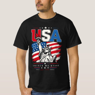 Camiseta EUA Estátua da Liberdade Bandeira Patriótica Disto