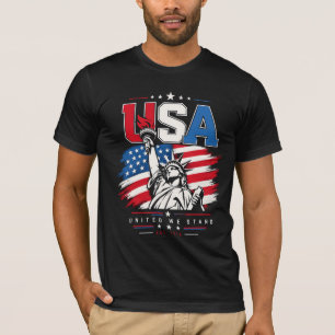 Camiseta EUA Estátua da Liberdade Bandeira Patriótica Disto
