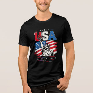 Camiseta EUA Estátua da Liberdade Bandeira Patriótica Disto