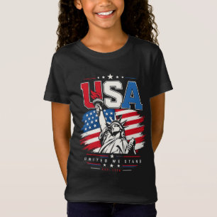 Camiseta EUA Estátua da Liberdade Bandeira Patriótica Disto