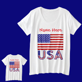 Camiseta EUA EUA Estados Unidos América Bandeira Red Person