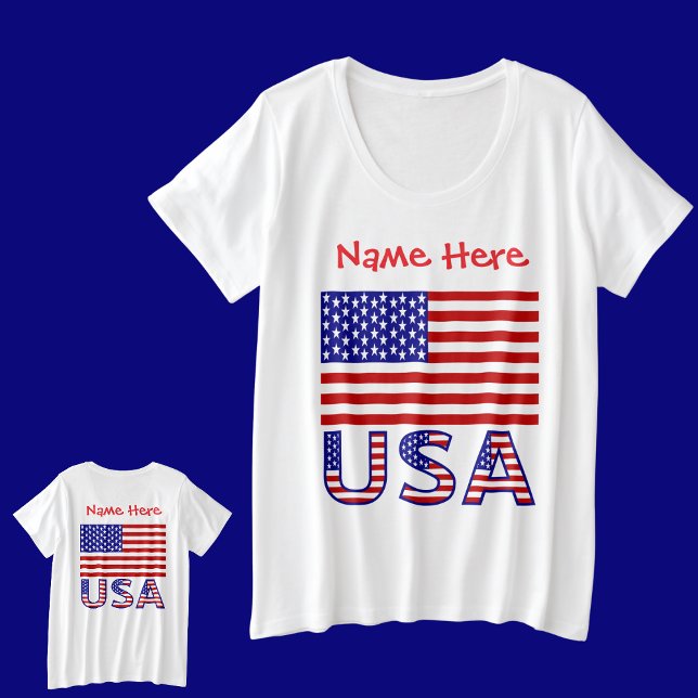 Camiseta EUA EUA Estados Unidos América Bandeira Red Person (Criador carregado)