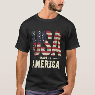 Camiseta EUA feito na América desafia bandeira americana T-