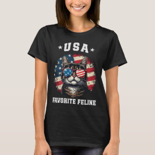 Camiseta EUA: Felino Felino Orgulhoso Espírito Gato America