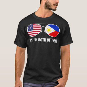 Camiseta EUA Filipinas Bandeira Óculos de sol Filipinos Ame