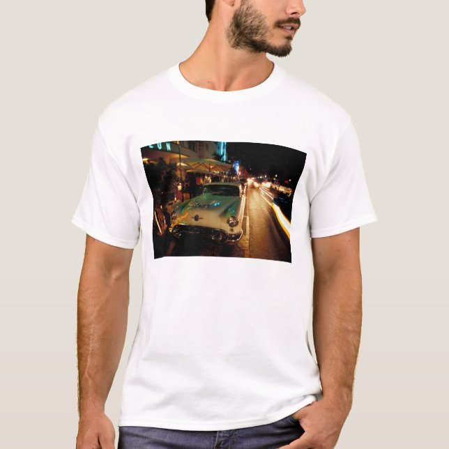 Camiseta EUA, FL, Miami, South Beach à noite. 2 (Frente)