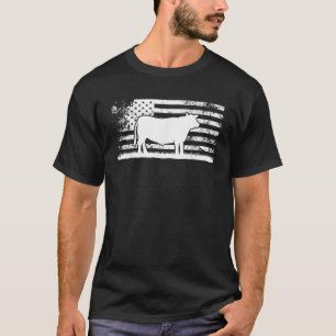 Camiseta EUA Flag America American Flag Cow Red Angus Ranch