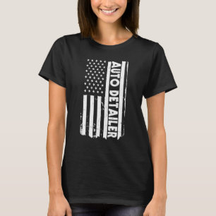 Camiseta EUA Flag Auto Detailer Roupa Carro Polonês América