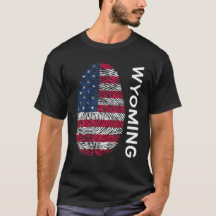 Camiseta EUA Flag DNA Fingerprint State Wyoming