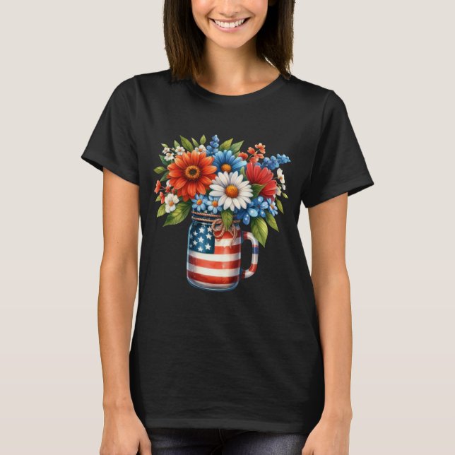 Camiseta EUA Flag Mason Jar Patriotic (Frente)