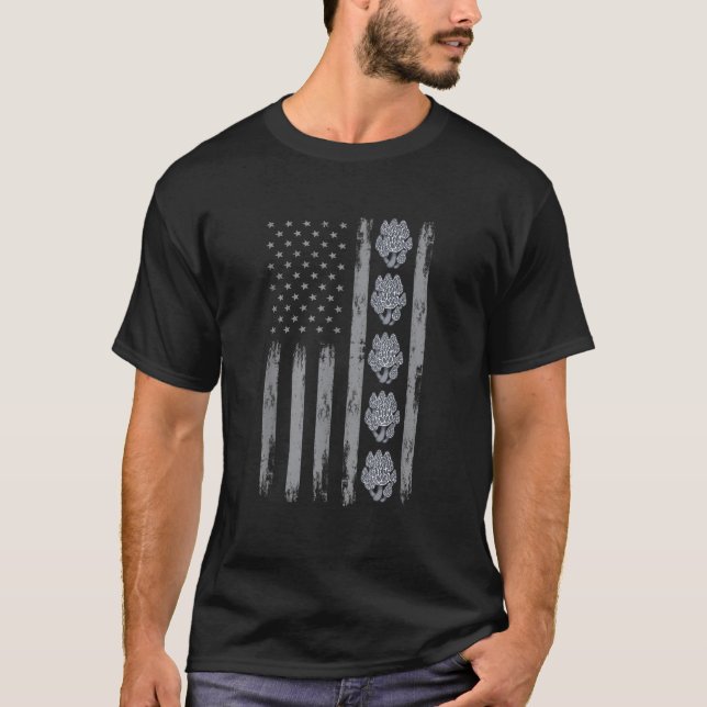 Camiseta EUA Flag Morel Mushroom Roupa Morels Fo (Frente)