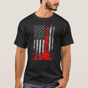 Camiseta EUA Flag Oil Drill Rig Oilfield American Flag O