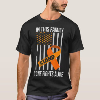Camiseta EUA Flag Orange Ribbon Cancer de rim Fa