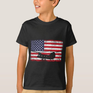 Camiseta EUA Flag Patriotic CH-47 Chinook Helicopter Army D