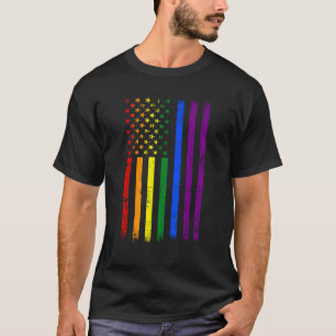 Camiseta EUA Flag Rainbow 4 De Julho LGBTQ Orgulho gay Mês