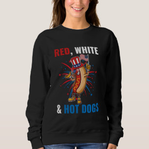 Camiseta EUA Funny 4 de julho Red White & Hot Dogs America