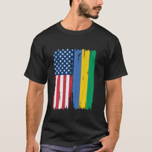 Camiseta EUA Gabão Half american Flag Roots