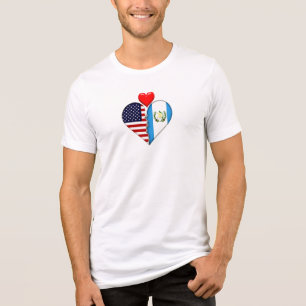 Camiseta EUA Guatemala Corações bandeiras Herança Hispânica