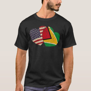 Camiseta EUA Guyana Flag Heart Dia de os namorados Guyanese