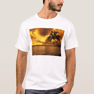 Camiseta EUA, Havaí, Kauai, Nascer do sol colorido em um