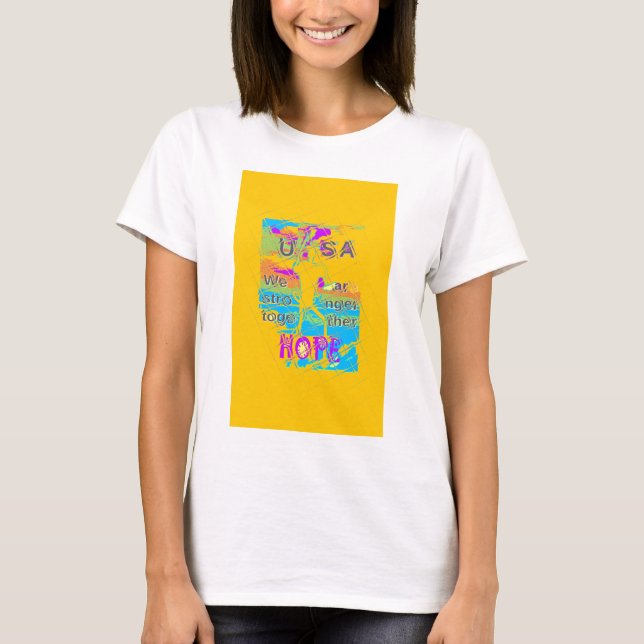 Camiseta EUA Hope: Design Texturizada Colorida (Frente)