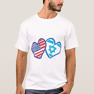 Camiseta EUA Israel Love Hearts