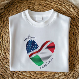 Camiseta EUA Itália Flag Heart | Orgulho Americano Italiano