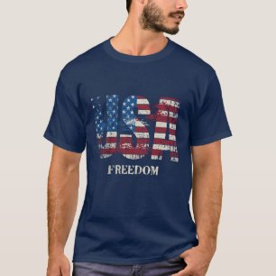CAMISETA EUA - LIBERDADE VERMELHO, BRANCO E AZUL PATRÓTICO