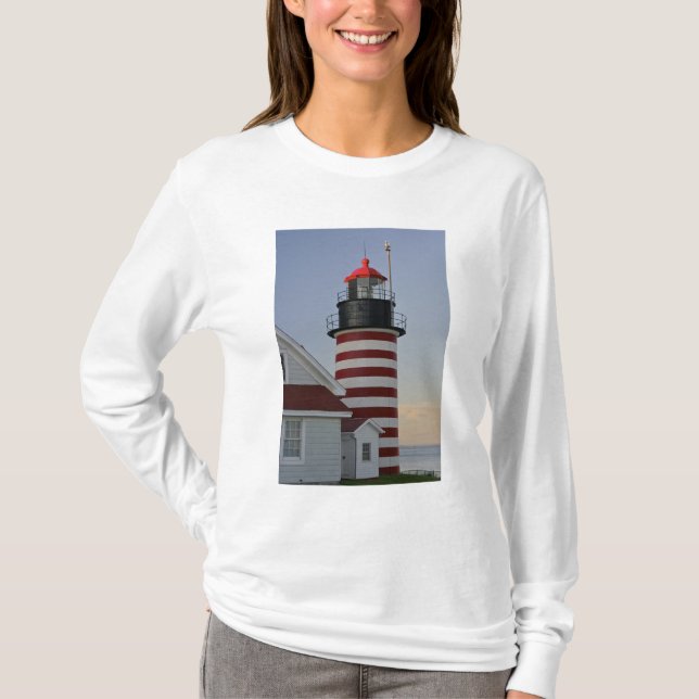 Camiseta EUA, Maine, Lubec. Farol de Cabeça Oeste, (Frente)