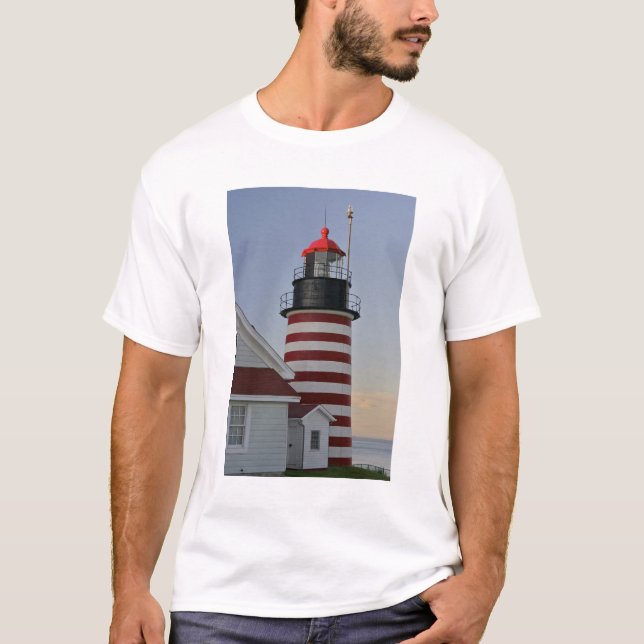 Camiseta EUA, Maine, Lubec. Farol de West Quoddy Head, (Frente)