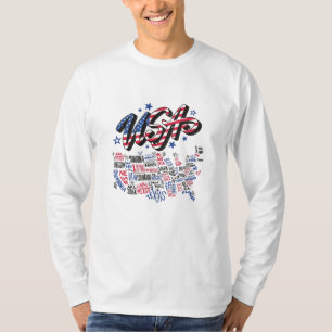 Camiseta EUA Mapa Estados Unidos Estados Unidos Estados Uni
