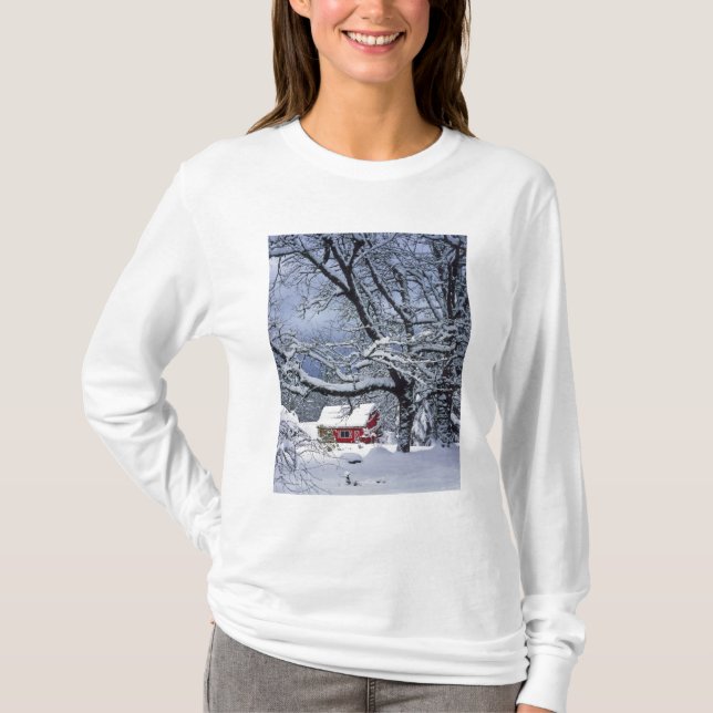 Camiseta EUA, Oregon, Condado de Clackamas. Neve fresca cob (Frente)