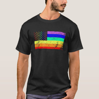 Camiseta EUA Orgulho gay Flag Rainbow Stars Line Gay LGBT 4