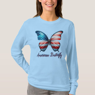 Camiseta EUA/patriota 4 de julho borboleta