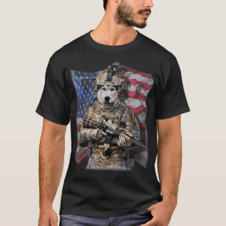 Camiseta EUA Patriota Siberiano Husky Dog como Comando