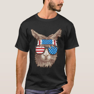Camiseta EUA Patriótico Llama Cute Animal Amava Engraçado A