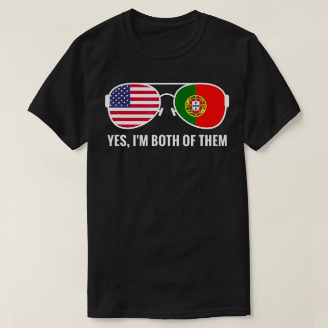 Camiseta EUA Portugal Bandeira Óculos de sol portugueses am (Frente do Design)