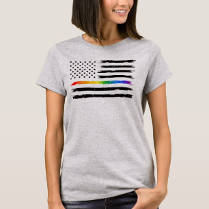 Camiseta EUA Rainbow Pride Thin Line Vintage