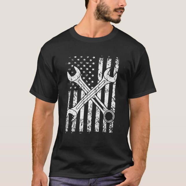 Camiseta EUA Sinalizador Automático Ferramentas Mecânicas P (Frente)