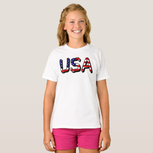 Camiseta EUA sobrepostos em US Flag Girls