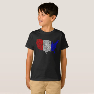 Camiseta EUA tipográficos no vermelho, no branco e no azul